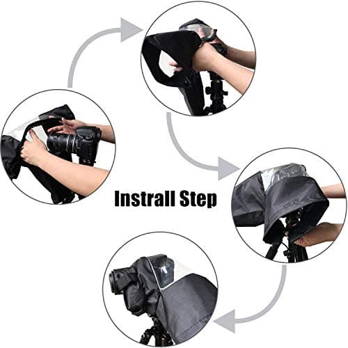 WANBY Waterproof Camera Rain Cover Soft Black Camera Rain Lens Covers — view 4
