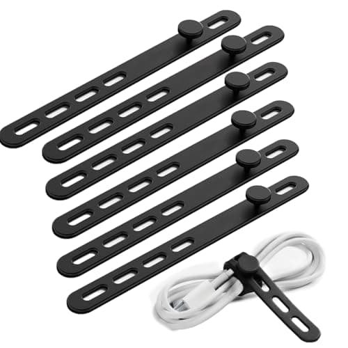 10 Pcs Silicone Cable Ties,Black Reusable Rubber Small Cable Zip Ties Tidy — view 4