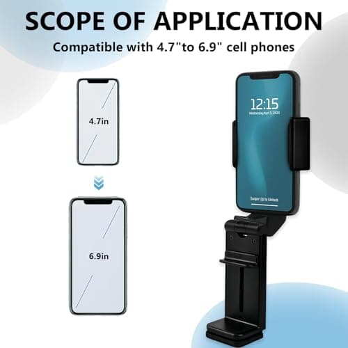 Airplane in Flight Phone Holder with 360° Rotating Clamp Universal Adjustable Desk Mount for Travel Home and Office,Phone Clip Compatible with iPhone and Android Devices Foldable Portable, Hand Free — view 4