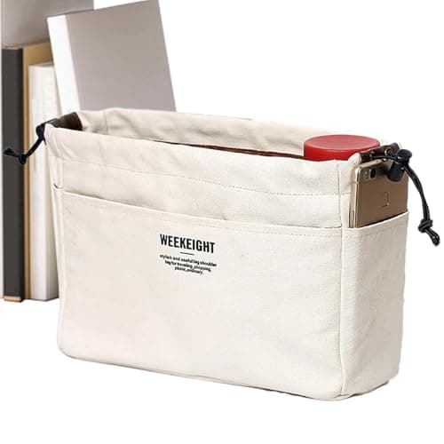 Large Purse Organizer Insert, Tote Bag Organizer Insert, Inside Purse Organizer Insert, Purse Makeup Pouch,Large Capacity Purse Cosmetic Bag, Canvas Purse Tote Pouch For Travel Makeup Outdoor Activity — view 2