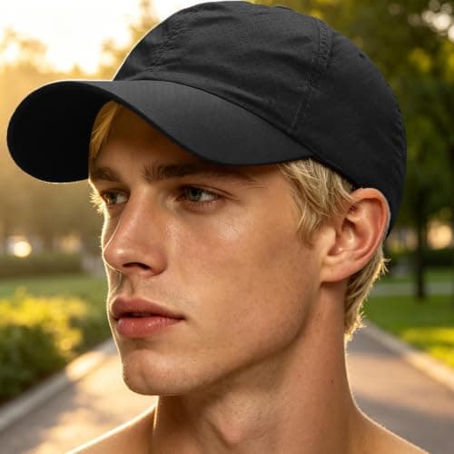 mefocou Sunscreen Breathable Baseball Cap - Quick-Dry Running Hat Black — view 6