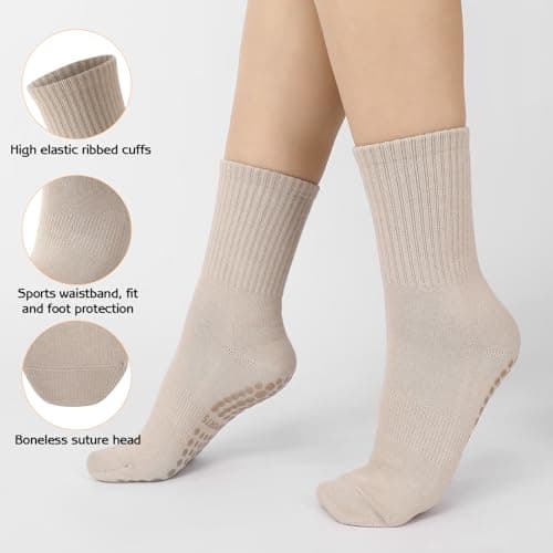Zuimei 3 Pairs Pilates Grips Socks Non Slip Yoga Socks for Women Size 4-7 — view 5