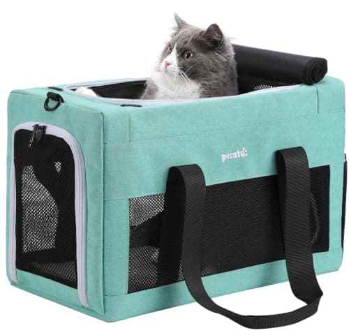 pecute Cat Carrier Airline Approved, Extra Stable Cat Carrier, Light Blue