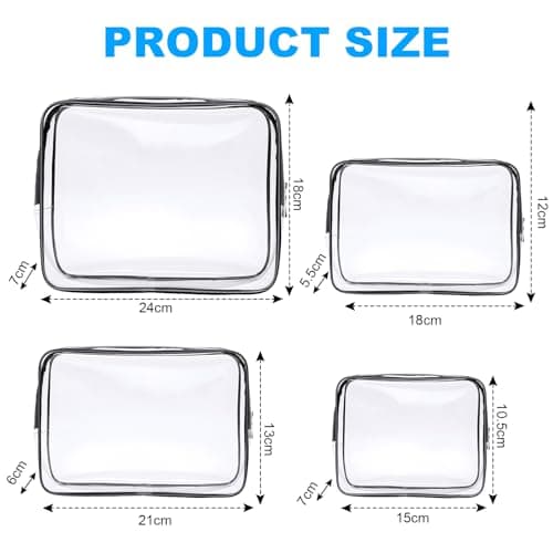 Aucuu 4-Pack Clear Wash & Makeup Bags TSA Approved Makeup Bags, PVC Waterproof Travel Wash Bags for Family, Men, Women (Largea, Medium, Small, Minimum) — view 2