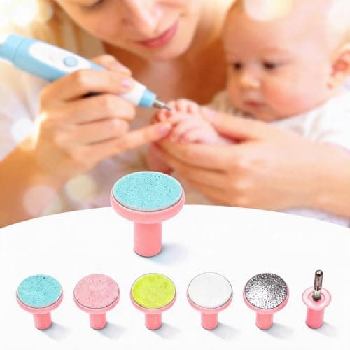 Foverin 6-Pack Electric Baby Nail File Replacement Pads | Color-Coded Grinding Head Refills | Universal Fit for Tommee Tippee, Fansidi, Anjou & Most Standard Rotary Baby Nail Trimmers