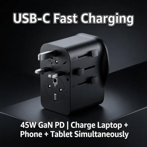 65W GaN Travel Adapter USB-C PD Fast Charge Universal Worldwide Plug UK EU — view 3