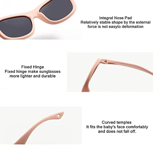 iNszkoos Flexible Polarized Baby Sunglass with Strap Adjustable, Infant Outdoor Sunshade UV 400 Protection Soft Silicone Frame Baby Sunglasses for 0-36 Months Toddler Newborn Boys Girls — view 2