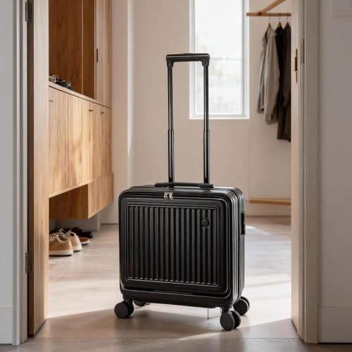 GREENSAPPIRE 18 Inch Carry-On Luggage with Dual Laptop Compartments – Lightweight ABS+PC Hard Shell Suitcase with TSA-Approved Lock, Smooth 4-Spinner Wheels, Durable Travel Case for Air Travel (Black) — view 4