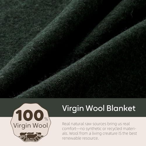 Molithe 100% Wool Blanket, 62" x 86", Warm, Thick, Washable, Military Wool Blanket, Great for Camping, Outdoors, Sporting Events, Survival Kits — view 3