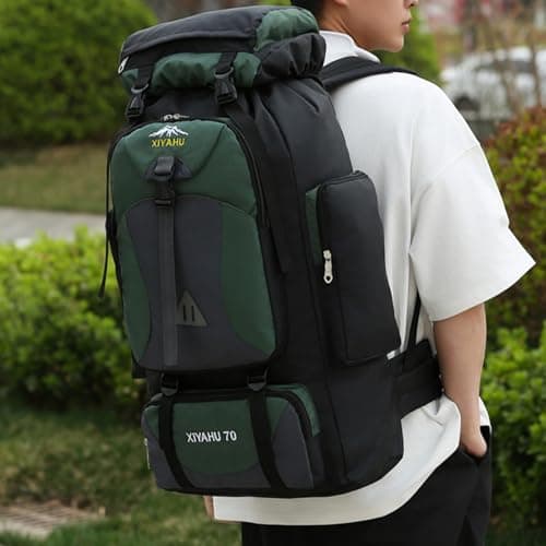 Lawaia 70L Hiking Expedition Backpack Camping Large Walking Waterproof Rucksack for Men Womens Lightweight Survival Sports and Outdoors Travelling Daypack Luggage Touring Cycling Bag — view 6
