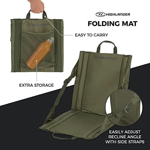 Highlander Foldable Outdoor Seat Mat Lightweight Padded Portable Stadium Seats Ideal for Walking, Picnics, Camping, Hiking or Festivals (Olive Green) — view 4