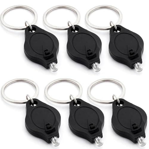 Zquqwa 6 PCS Note Checker UV Light, Money Watermark Checker Torch Mini LED Keychain Flashlight, Purplelight Pocket Size UV Detector for Paper Notes, Counterfeit Detection, Keyring Flashlights Black