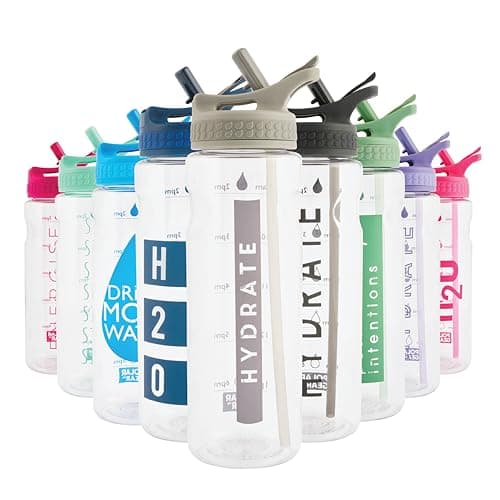 Polar Gear 750ml Motivational Water Bottle With Straw - SK Ecozen Recycled Plastic Sports Water Bottle with Time Markings – Dishwasher Safe, BPA Free Drinks Canteen for Gym, Running, Work