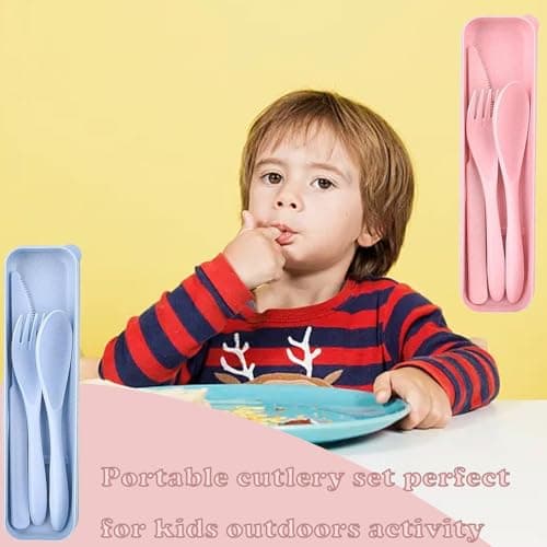 4 Pack Travel Cutlery Set Portable Camping Utensils with Case Reusable Spoon Fork Knife Tableware Set for Picnic Daily Use — view 5