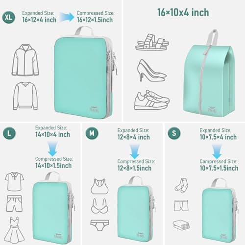 Compression Packing Cubes, Travel Essentials Luggage Organizer Bags for Suitcase, Durable Compression Travel Packing Cubes for Carry on Backpack — view 3