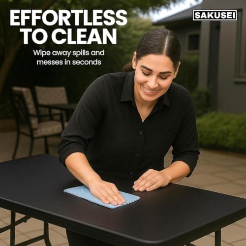 SAKUSEI Rectangle Folding Heavy Duty 6ft Table (Black, 2 Pack) — view 5