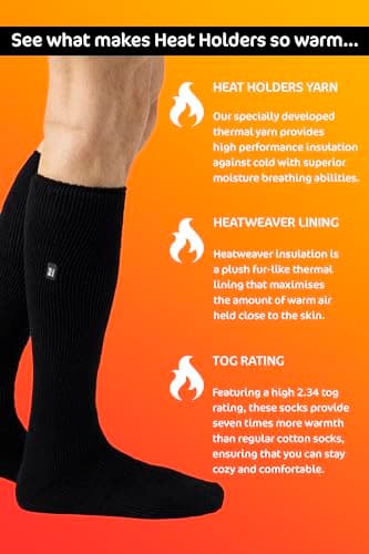 HEAT HOLDERS - Mens & Womens Knee High Thermal Socks | Extra Thick Warm Socks with Fluffy Insulated Inner for Winter | Ideal Socks for Outdoor Boots (6-11, Brown) — view 6
