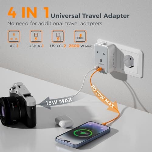 TESSAN UK to Universal Travel Adapter, 1 Pack — view 3