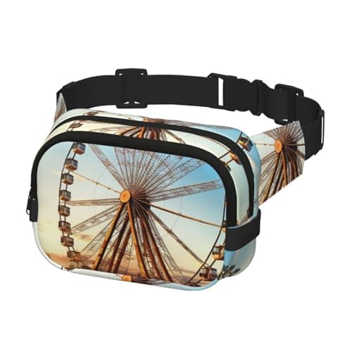 Ferris wheel Fanny Pack for Women Men Travel Wallet Crossbody Bag with 3 Zipper Pockets Waterproof Belt Bag Fashion Small Waist Pack Outdoor Bum Bag Sports Hip Pack — view 2