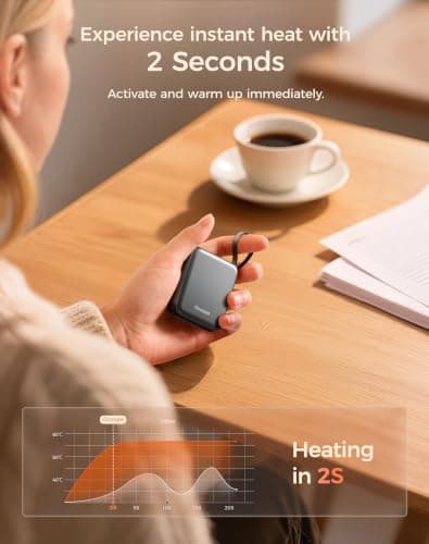 OCOOPA Hand Warmers Rechargeable, Smart Temp Control 7H*2 Long Safe Heat, Ultra Slim, Pocket-Size Design That Fits Gloves, Gifts for Women, Outdoor, Office, Commute (UT5 Nano) — view 3