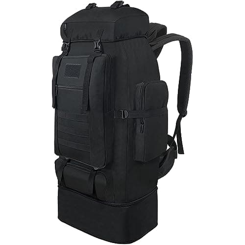Vaupan Hiking Backpack,100L Large Camping Backpack, Expandable Waterproof MOLLE Rucksack, Outdoor Sport Travel Daypack Military Tactical Backpack for Men Women (Black)