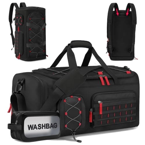 35L Gym Bag with Shoe Compartment, Dry & Wet Separation Overnight Bag-Black