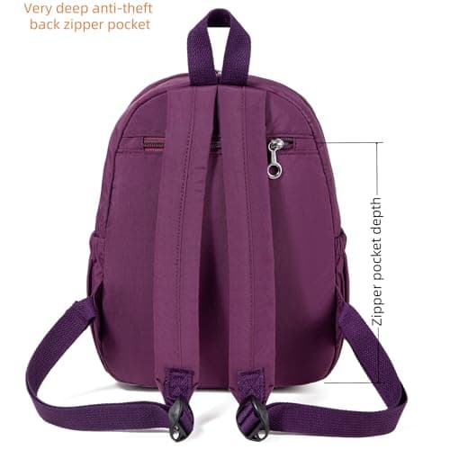 AOTIAN Mini Backpack for Women, Durable Nylon Small Daypack, Purple — view 4