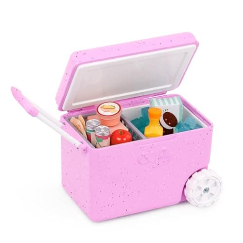 Our Generation 18-inch Doll Camping Cooler, Rolling Pretend Food Set