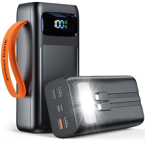 60000mAh Power Bank 45W PD Fast Charging Portable Charger Built in Cable
