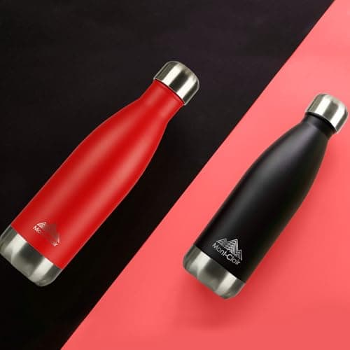 Mont-Clair H2O Stainless Steel Water Bottle, Vacuum Insulated - BPA Free, 12h Hot & 24h Cold Drinks, Metal Water Bottle 500ML Leakproof, Ideal for Adult, Kids, Running - Red — view 4