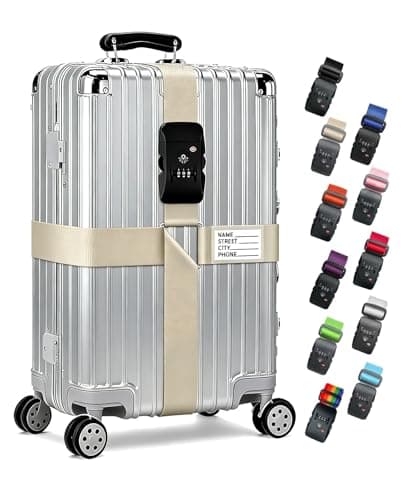 ASADAYS Luggage Straps [2026 New Model · Cross-shaped · TSA Lock] Anti-loosening strap durable nylon webbing adjustable length 102-200cm suitable for 22-32 inch suitcases (Khaki)