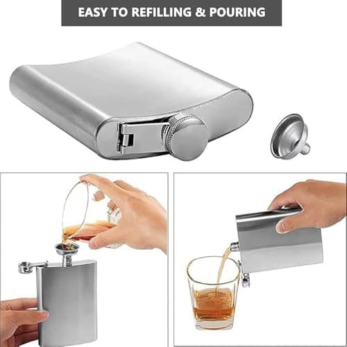 2 Pack 8oz & 10oz 304 Stainless Steel Hip Flask Set Leakproof with Funnels — view 5