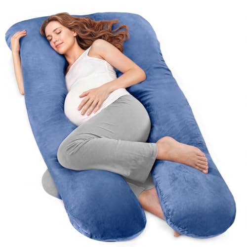 Nuliie Pregnancy Pillow for Sleeping, U Shaped (Navy)
