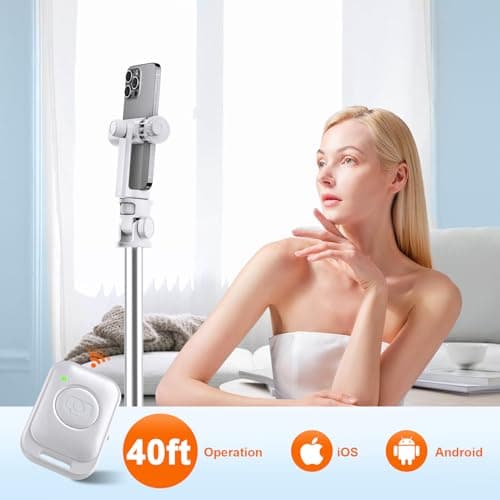 62” Phone Tripod with Remote, tripod for iPhone & Selfie Stick, High Strength Legs & Extendable Tube Travel Tripod Stand, Solidest Cell Phone Tripod Compatible with iPhone/Android/Camera(White) — view 5