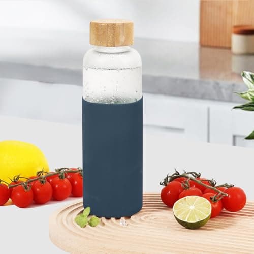 LIMILI 2 pack 500ML Glass Water Bottles With Bamboo Lids and Silicone Covers, Leak Proof Reusable Drinking Bottles for Hot Cold Drinks, Work, Gym, Home — view 5