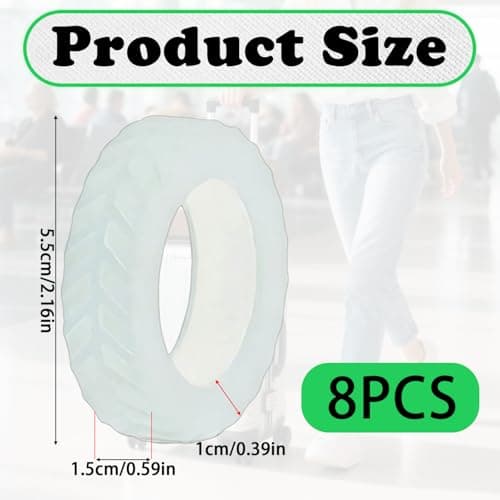 CHFUANANGZH Silicone Suitcase Wheel Protectors, Wear-Resistant Travel Luggages Replacement Accessories, Anti Slip Suitcase Mute Wheel Cover, Suitable for Wheels 5.0-6.8cm (Luminous Green,8 Pcs) — view 2