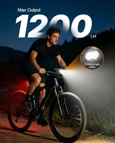 Mohard 1200LM Bike Lights with 2 Super Bright LED, 2600mAh USB Rechargeable — view 2
