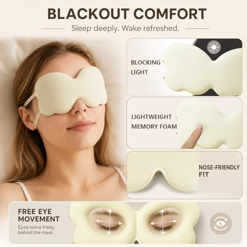 ZEMINRI 3 PCS Sleep Mask Gentle Butterfly 3D Eye Mask for Sleeping (Beige) — view 6