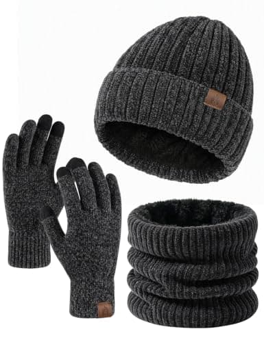 heekpek Hat Scarf Gloves Set for Men Chenille Accessories Set