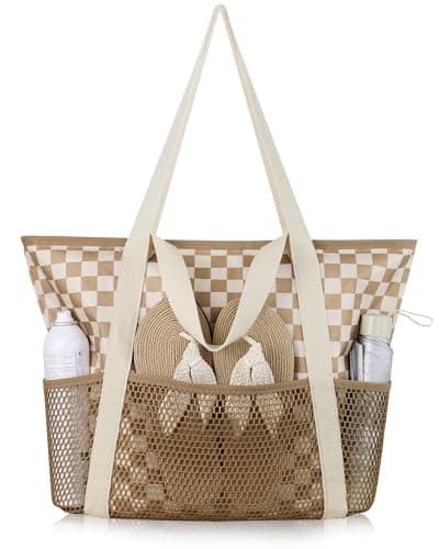 HOMESPON Beach Bag Large Waterproof Tote for Women with Zipper
