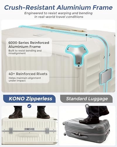 Kono 28 Inch Large Suitcase with Cup Holder, 103L PC Hard Shell Luggage — view 3