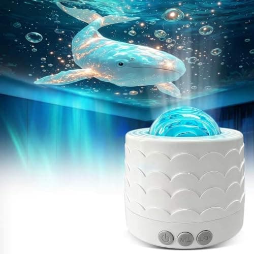 FoxGift Ocean Wave Projector Sensory Light, Quiet Rotating Kids Night Light
