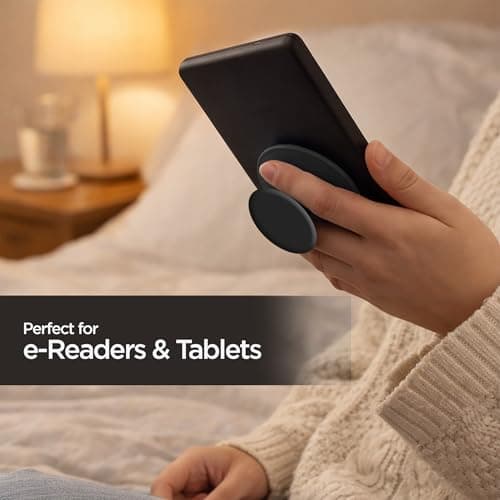 Encased Collapsible Silicone Grip Holder for Tablets and E-Readers - Case Compatible Stick-On Adhesive (Black) — view 6