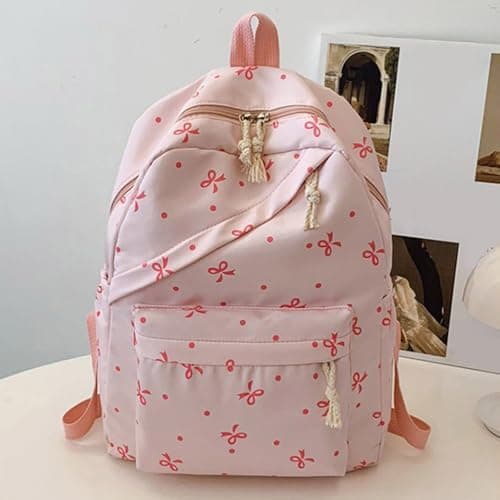 Pink School Bag for Girls Boys Kawaii Bow Backpack with Lunch Bag Pencil Case 3PC Set Coquette Style Daypack for Teens Primary Secondary Middle School Kids Outdoor Activities Hiking Daypack 6-18 Years — view 6