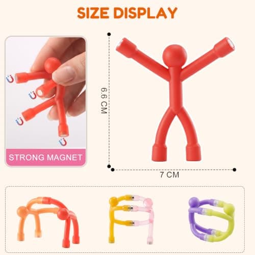 Magnetic Fidget Travel Toys for Kids Age 3-8 – 12Pcs Fun Magnetic Men Set, Perfect for Airplane & Car Trips,Sensory Stress Relief, and Travel Game Gift for Boys & Girls — view 3
