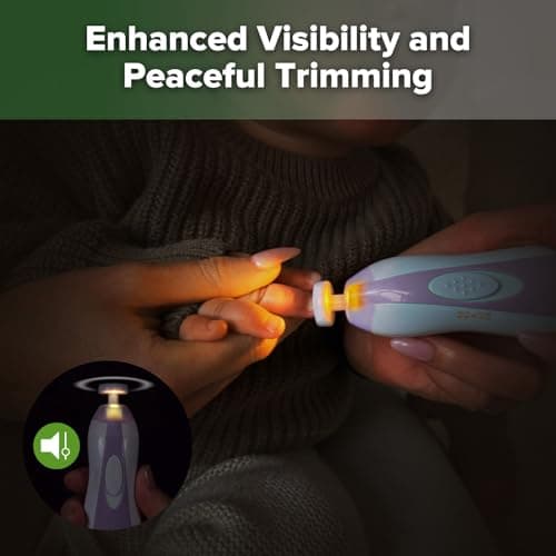 haakaa Baby Nail Trimmer Electric Baby Nail File Kit with LED Light, Baby Nail Clippers for Newborn/Infants/Adults Toenails and Fingernails, 6 Replacement Heads & Storage Case, Lavender — view 6