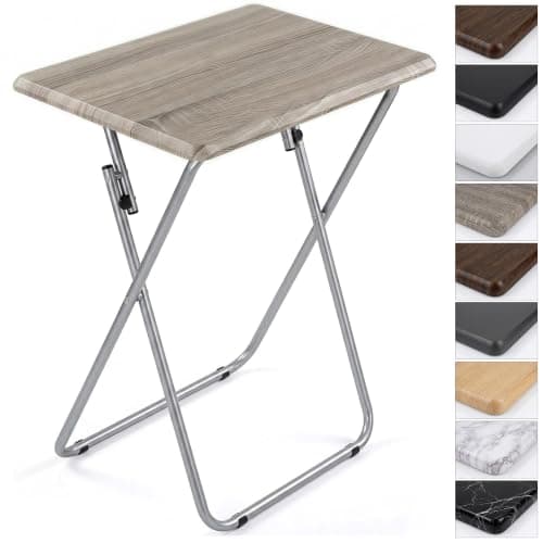 SG Traders Side Folding Coffee Table, Small TV Snack Tray for Eating, Sofa Laptop Desk, Outdoor Foldable Camping Tables, Living Room (Light Wood Grain, Small)