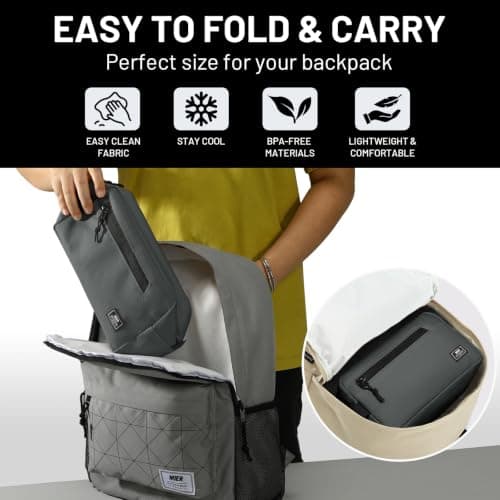 MIER Freezable Lunch Bag for Kids with Bulit-in Ice Packs, Grey, 3L — view 5