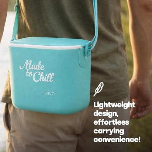 LIVIVO Made to Chill 5L Cool Box – Summer Cooler Box, Small Portable Insulated Ice Box with Strap, Lightweight Hard Cooler for Picnic, Beach, Camping & Travel (Turquoise) — view 5