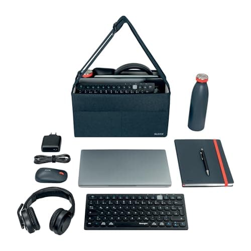 Leitz Fabric Compact Hot Desking Work Bag, Foldable Laptop Bag for Stationery & Accessories, w. Adjustable Carry Handles, 370 x 210 x 220 mm, Velvet Grey, 65760089 — view 4